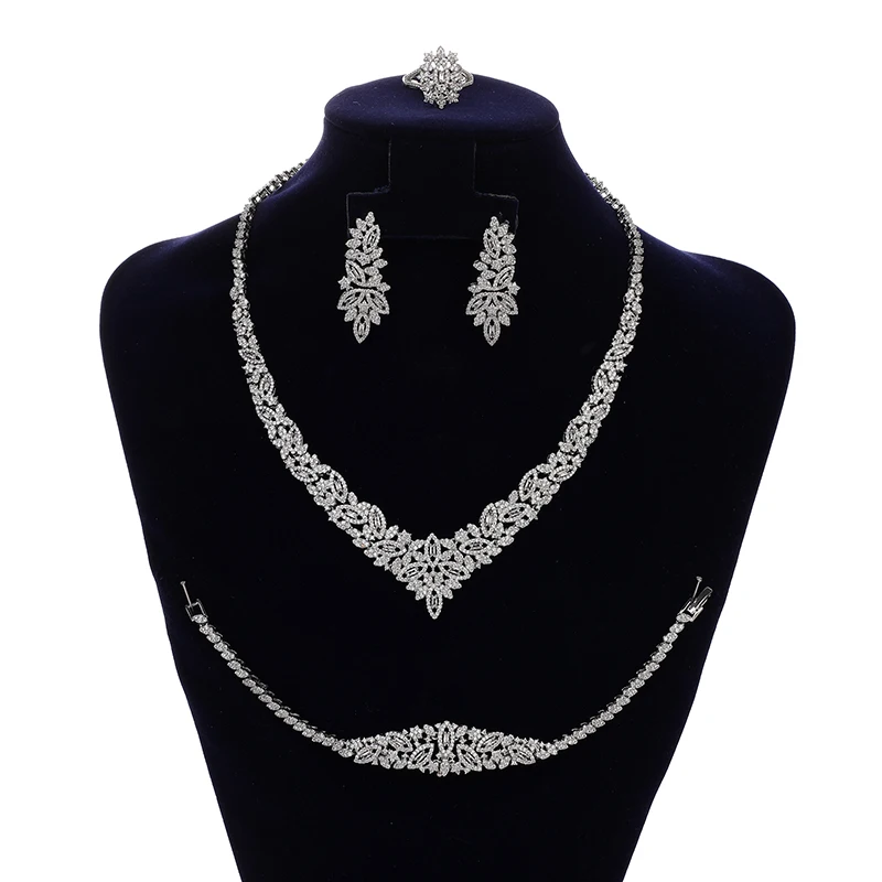 Комплект ювелирных изделий, благородная леди, свадебное ожерелье, браслет, кольцо, серьги, комплект из циркония Дубая CN2170, украшения