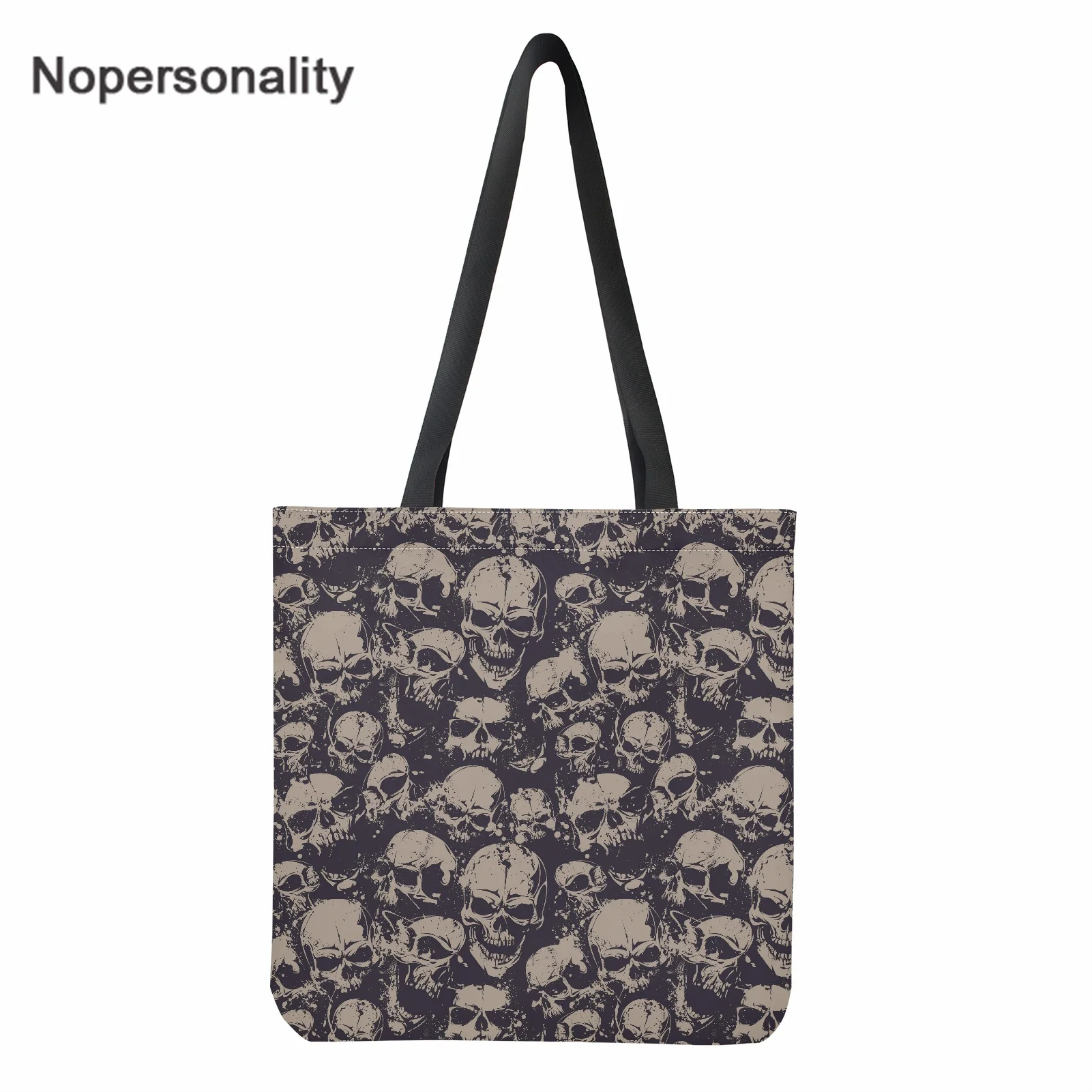 

Женская Холщовая Сумка с принтом черепа, многоразовая