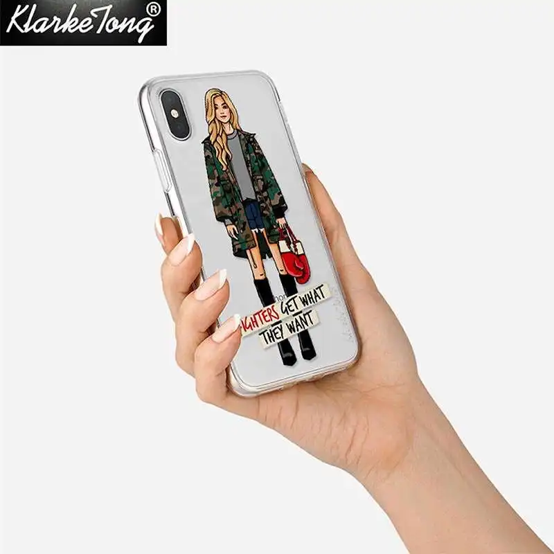 Fashion Work Hard Girl Boss Phone Case For iPhone 11 XS MAX XR 8 7 6s Plus 5s Transparent Soft Silicone Woman Cover | Мобильные