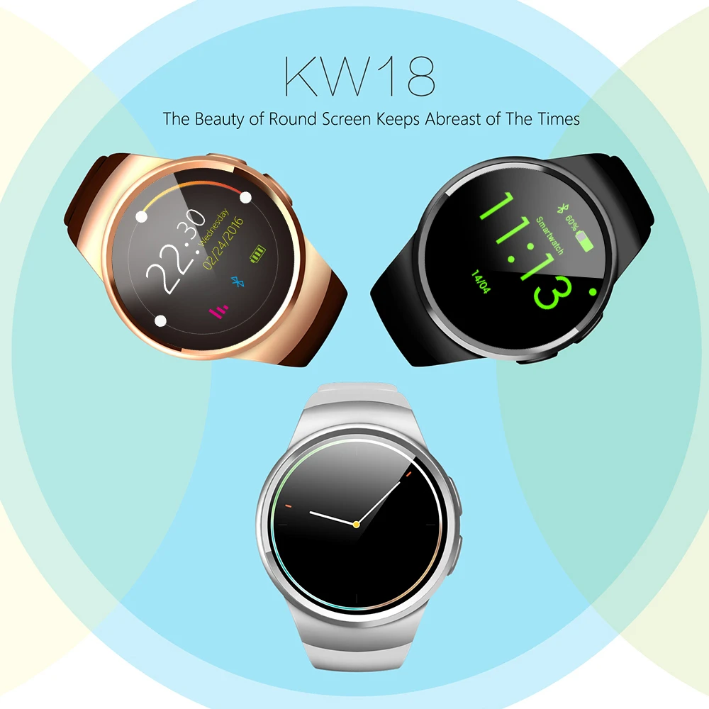 Смарт-часы KW18 Bluetooth пульсометр шагомер SIM умные часы телефон для Android IOS мужчин