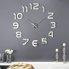 Большие настенные часы, современный дизайн, 3D наклейка на стену, часы, бесшумный домашний декор для гостиной, большие акриловые настенные часы, серебристые