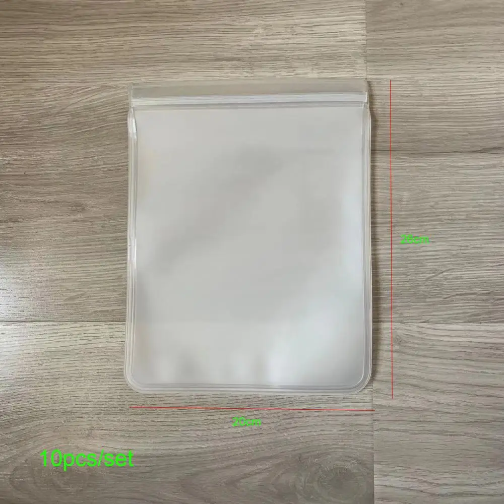 10pcs 26x20 Силиконовая сумка для хранения продуктов, многоразовая свежая сумка на молнии, герметичные емкости для хранения продуктов, контейнеры, сумка, одобренная FDA, BPA бесплатно - Цвет: 10pcs 26x20