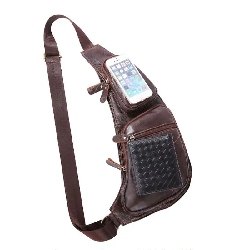 

Men's PU Leather Chest Sling Crossbody Shoulder Bag Phone Pouch Casual Pack
