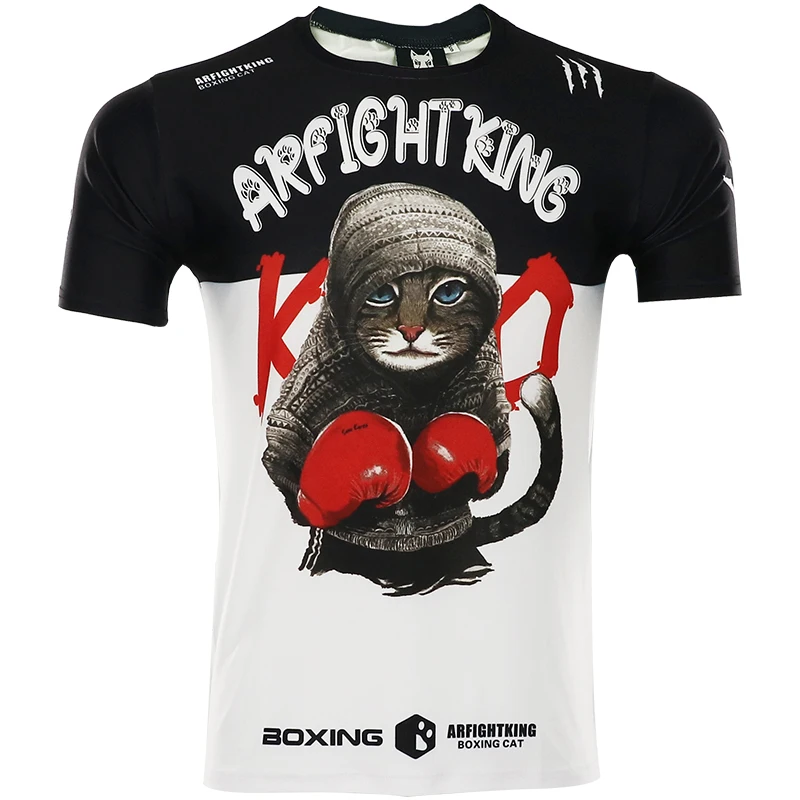 Мужская футболка Cat MMA Rashguard женская для фитнеса муай тай бокса Спортивная