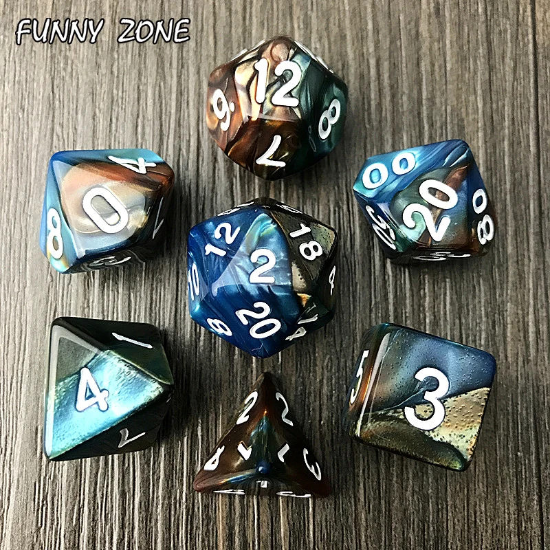 Новинка 7 шт. набор 2-цветных кубиков с эффектом туманности игральные кости DnD d4 d6 d8