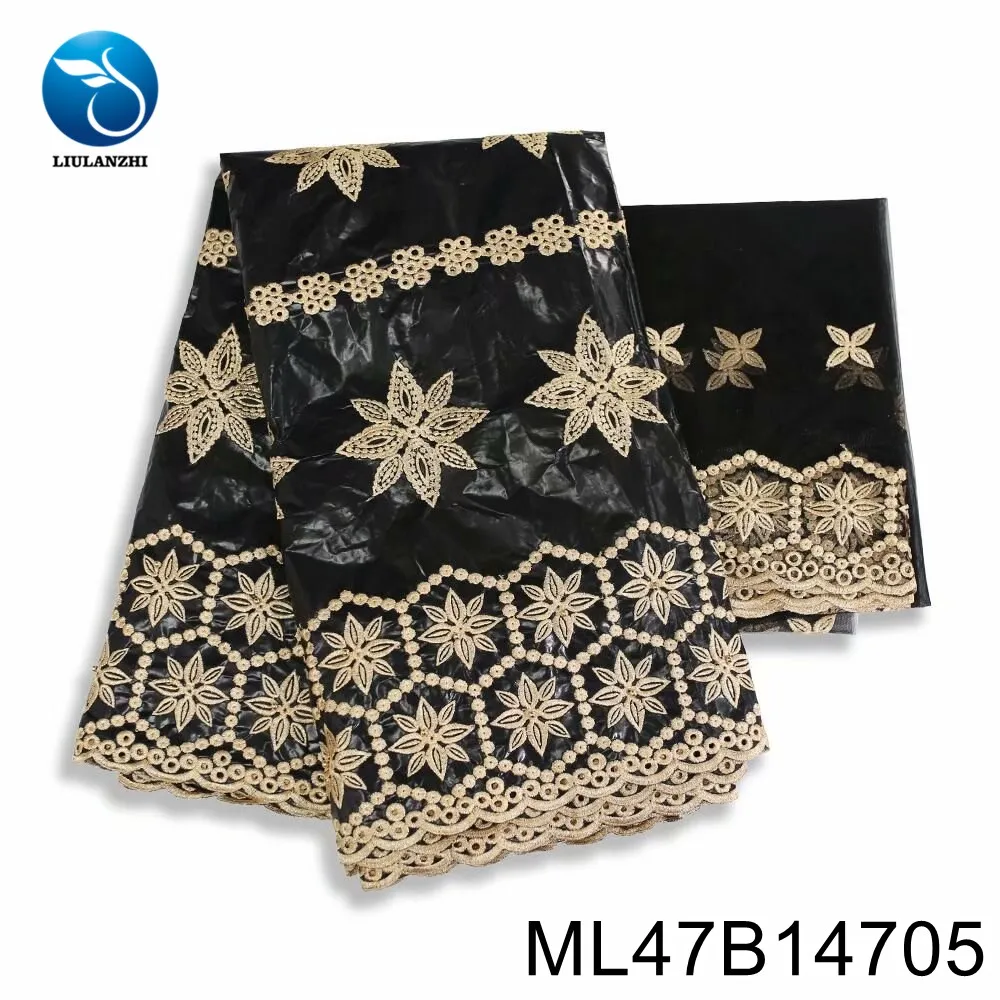 Ткань из хлопка Bazin LIULANZHI, 5 + 2 ярда, с вышивкой из африканской шифона для пошива платья 2020 ML47B147.