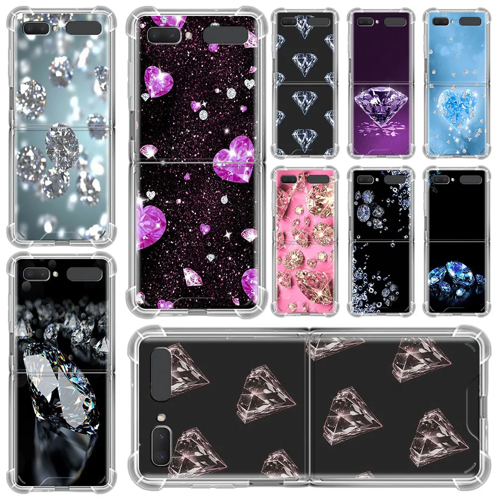 

Beautiful Diamonds Capa For Samsung Galaxy Z Flip 3 5G Case Airbag Clear TPU Shockproof Cover Transparent Cell Phone Funda