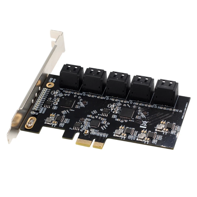 

PCI-E 1X to SATA 3.0 Expansion Card 10 Full Speed Ports 6G Transfer Expansion JMS585 Hard Drive for Win7 / 8/10 / Linux