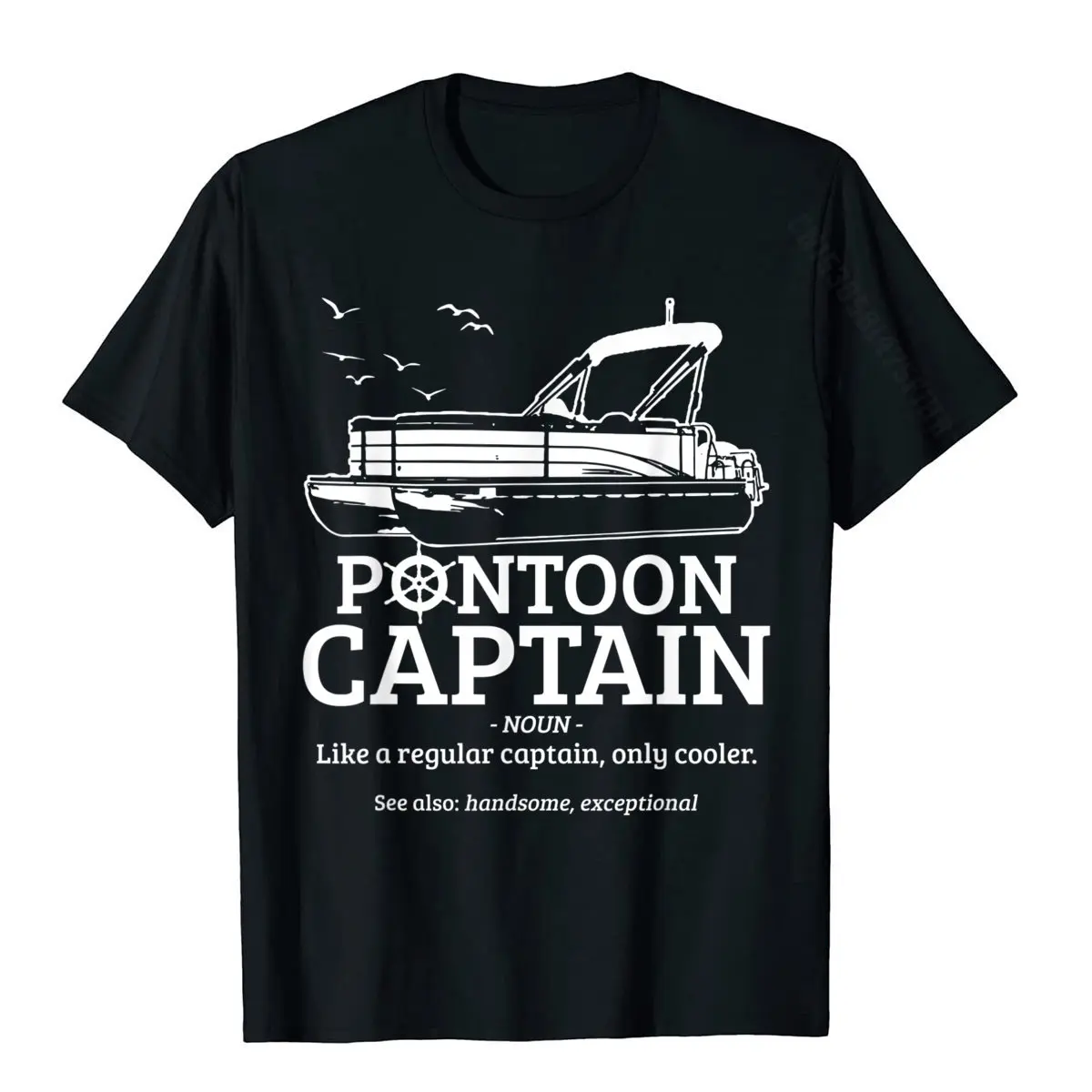 

Mens Pontoon Captain Definition Funny Pontoon Boat Boating Gift T-Shirt Tops Shirts Family Design Cotton Young Tshirts