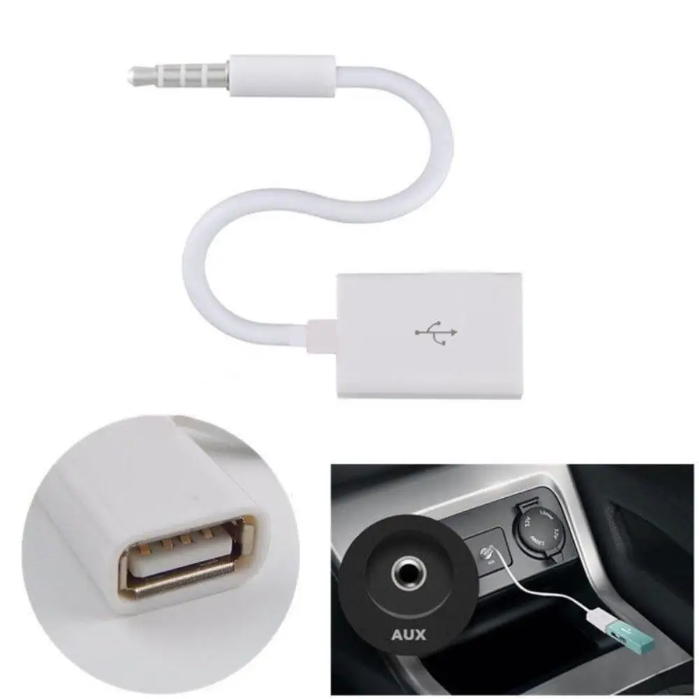 Car MP3 3.5mm Headphone Male To USB Port Adapter AUX Jack Audio Input Cord Cable in stock | Электроника