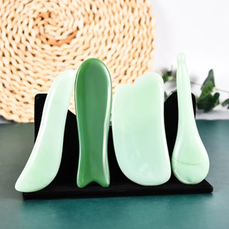 

Beauty Care Natural Jade Gua Sha Scraper Board Massage Jade Guasha Stone For Chin Neck Face Lifting Wrinkle Remover