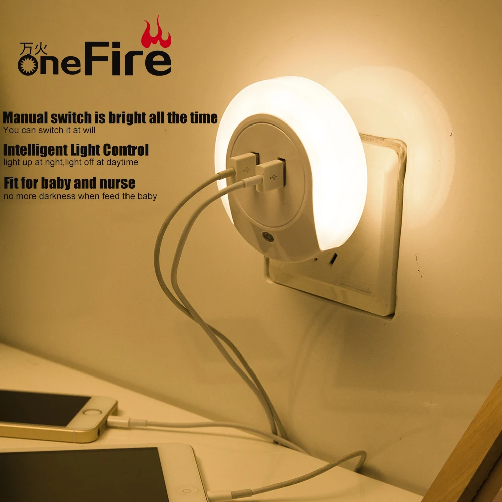 Onefire Ночной Свет Для Дома Датчик Движения Огни туалет / туалет светодиодный Ночной Датчик Света Лампа USB Прикроватная Для Вилки Спальни