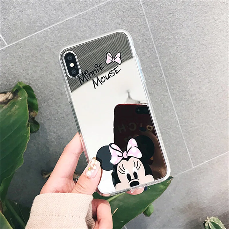 Зеркальные чехлы с принтом из мультфильма для samsung Galaxy S10 S9 S9Plus Minnie глянцевый чехол для samsung S8 S8Plus Note 8 9 10 Pro мягкая задняя крышка