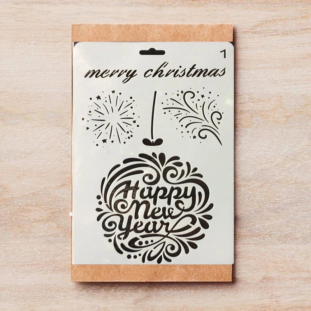 

26*18cm Merry Christmas Happy New Year DIY Layering Stencils Painting Scrapbook Coloring Embossing Album Decorative Template