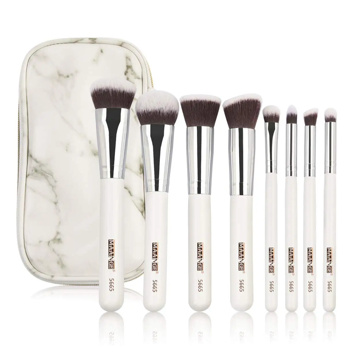 8pcs brush with bag MAANGE Pro, 8 шт./партия, набор кистей для макияжа с чехлом, мягкая синтетическая основа для волос, пудра, тени для век, смешивание кисти для макияжа, новинка - Handle Color: 8pcs brush with bag