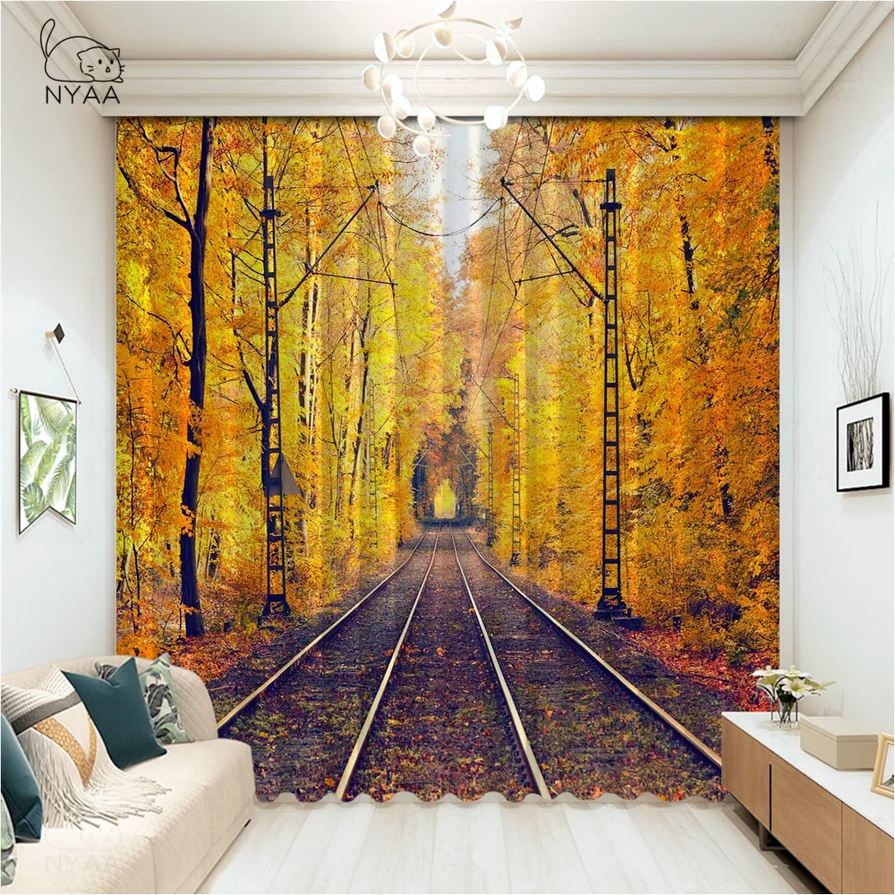 

Autumn Forest Printed Curtain Home Hotel Living Room Kitchen Curtains French Window Curtains In The Bedroom Micro Shading