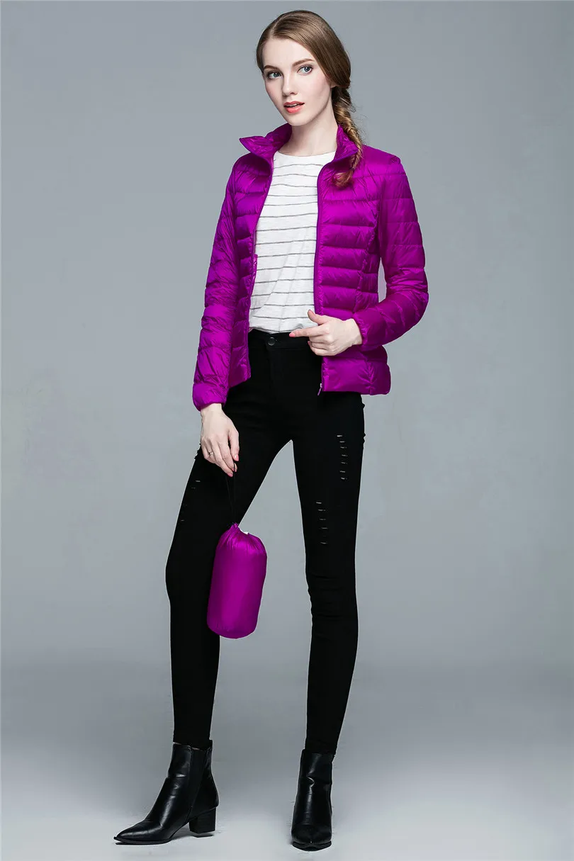 Женское зимнее пальто новинка 2019 ультра светильник пуховик на белом утином пуху