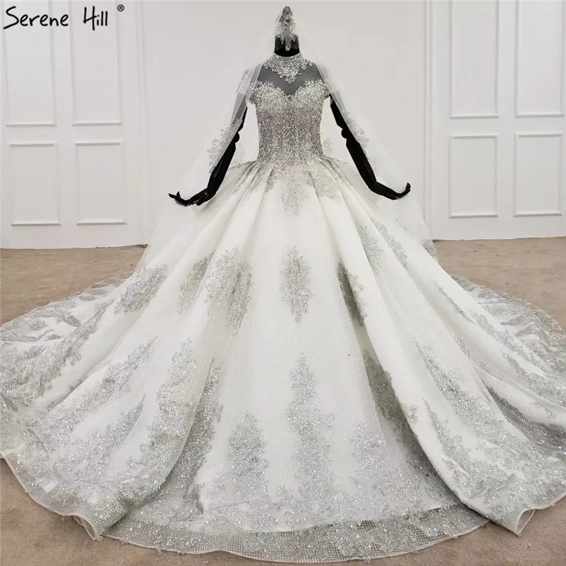 Белый высокий воротник роскошные сексуальные свадебные платья 2021