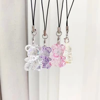 cute transparent little jelly bear smart phone strap lanyards keychain case strap decoration mobile phone charms strap rope gift