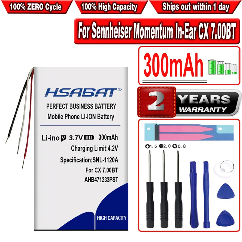 Аккумулятор HSABAT 300 мАч для наушников Sennheiser CX 7.00BT BA 170 AHB471233PST | Электроника
