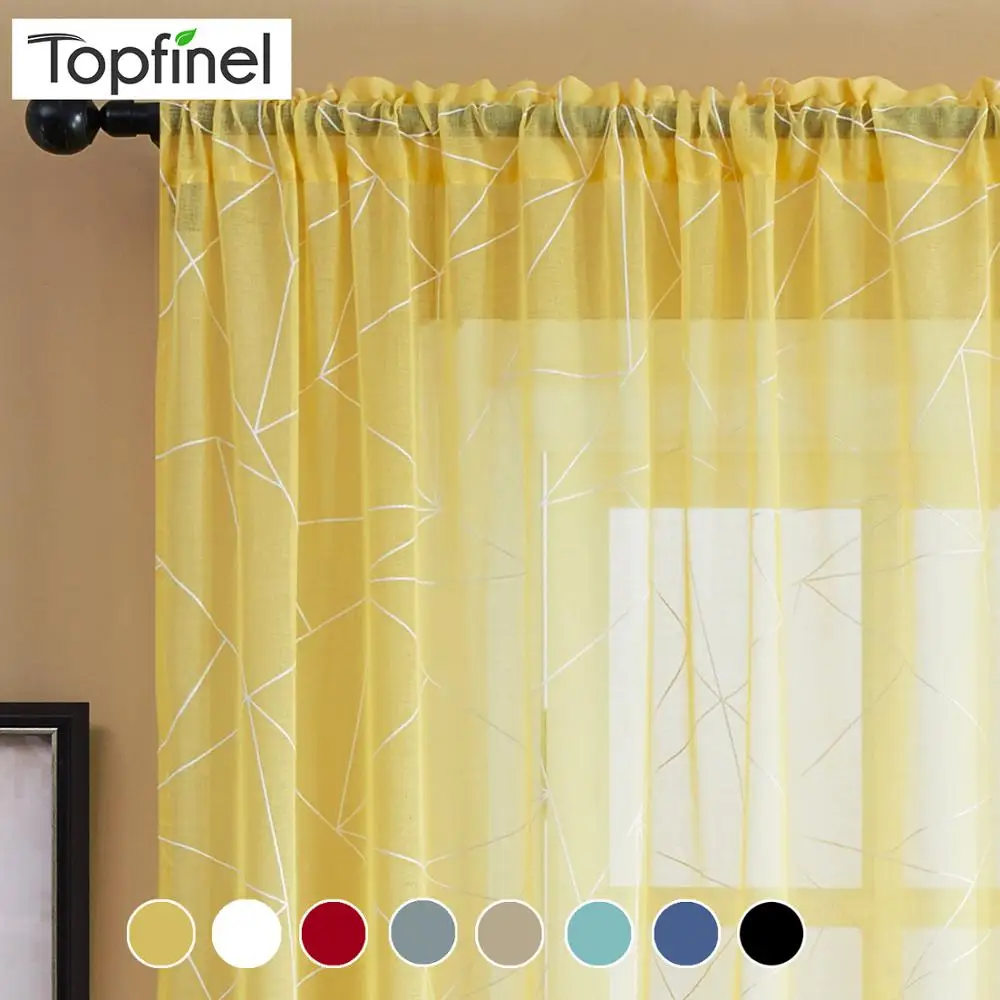 

Topfinel Nordic Style Geometric Curtains For Living Room Modern Sheer Curtains For Bedroom Window Curtain Decoration Chiffon