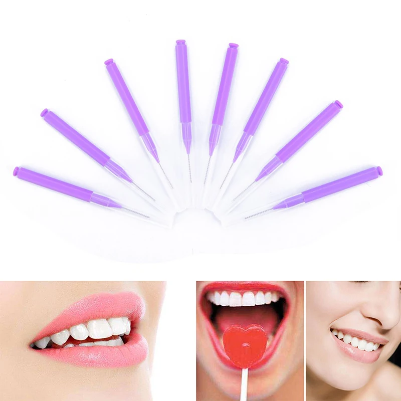 

8Pcs APush-pull Interdental Brush Orthodontic Dental Cleaning Brushes Adults Toothpick Dental Floss
