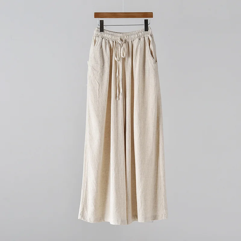Новинка 2020 летние женские длинные брюки хлопковые льняные свободные