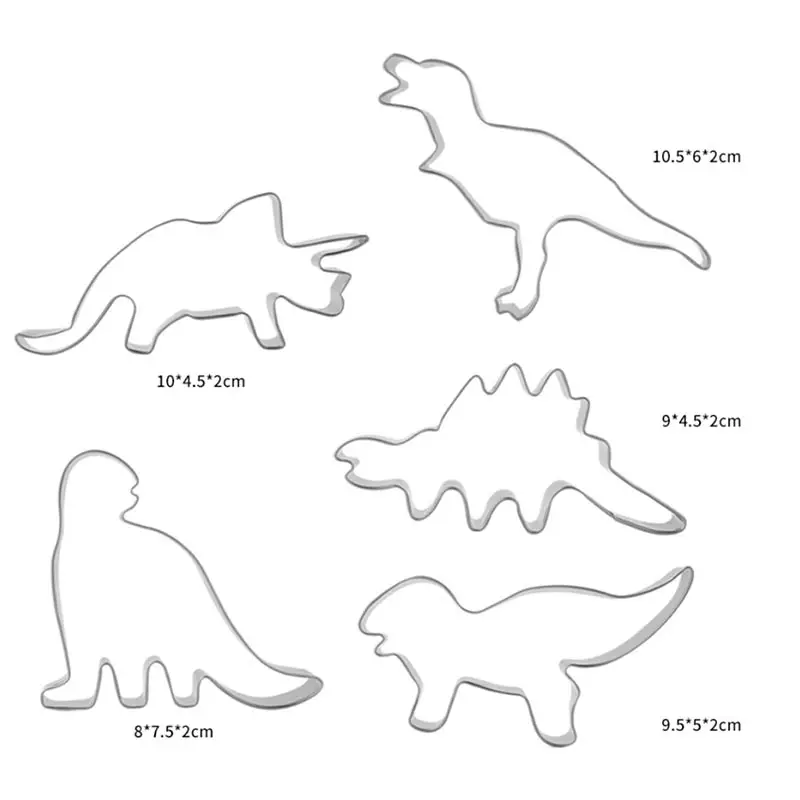 Формочки для печенья в форме динозавра из нержавеющей стали набор 5 штук