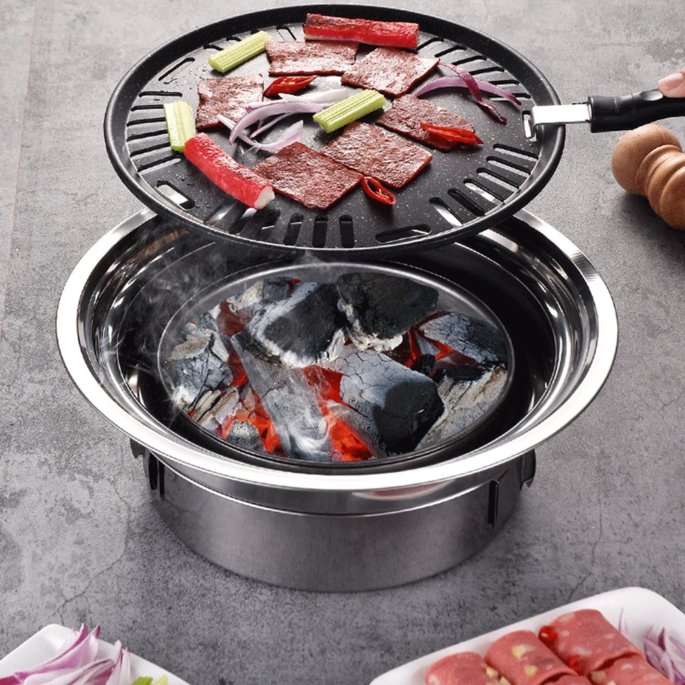 

For Outdoor Garden Camping BBQ Folding Tool DIY Stainless Steel Lightweight Korean Charcoal Barbecue Grill Portable BBQ Party