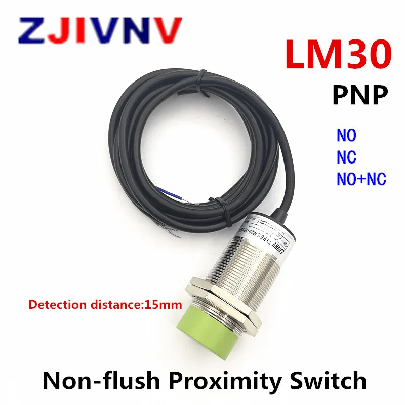 Factory Price 30mm PNP Non-flush Inductive Type Proximity Sensor Switch NO/NC/NO NC 3/4 Wires Detection Distance 15mm
