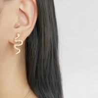 fashion punk long snake earrings gold color personality stud earings for women vintage animal brincos female jewelry gift