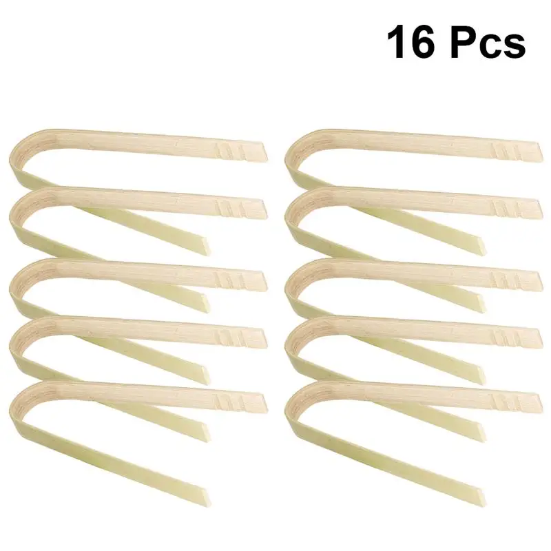 16 шт 10 см Бамбуковые пищевые зажимы Многофункциональные Анти ожоги хлебные щипцы