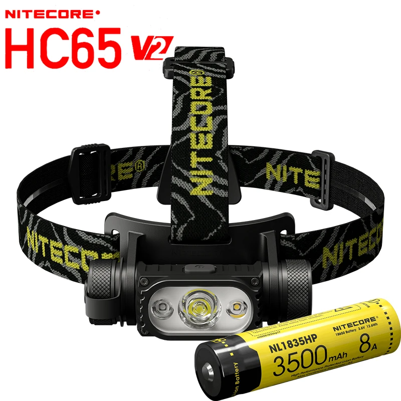 Налобный фонарь NITECORE HC65 V2 перезаряжаемый через USB 1750 лм фонарик 100 светодиодный