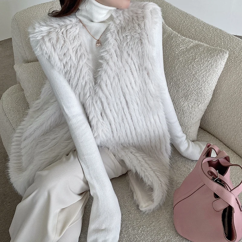 

Женский жилет ZOSOL Will, зимний Свободный жилет без рукавов в форме мелких гольфов, шаль, шерстяное пальто из искусственного меха