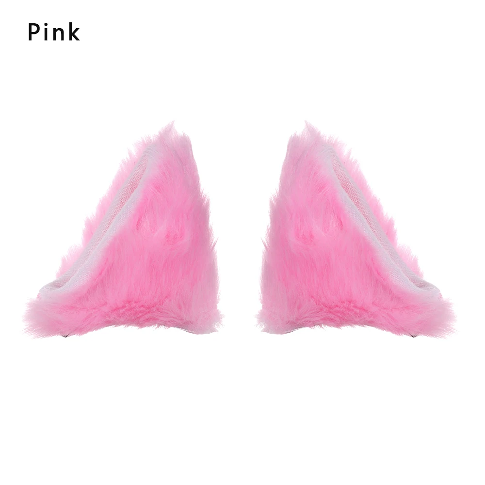 1-pink 1 пара, косплей, вечерние, плюшевые, с кошачьими ушками, на клипсах, длинные меховые уши, костюм, заколка для волос, на Хэллоуин, вечерние, Мультяшные заколки для волос - Цвет: 1-pink