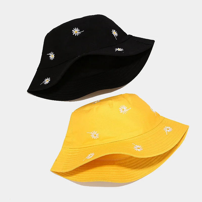 

Cotton Flower Embroidery Bucket Hat Fisherman Hat Outdoor Travel Sun Cap Hats for Men and Women 280