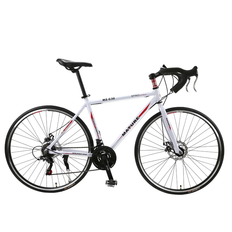 700C дорожный велосипед 21/27/30 скоростей ультра светильник рама из алюминиевого сплава двойной дисковый тормоз высокое качество студент дорожная Велосипеды велосипеда - Цвет: 21S White red