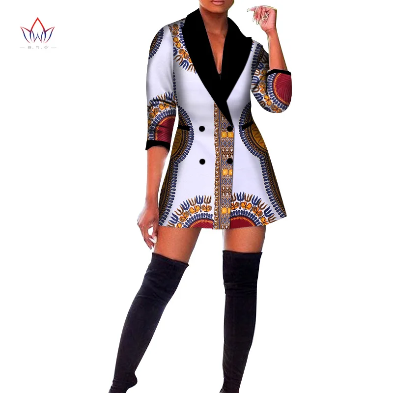Autumn African Trench Coat for Women Clothing Africa Print Blazer Outfits Dashiki Office Outwear WY5804 | Тематическая одежда и
