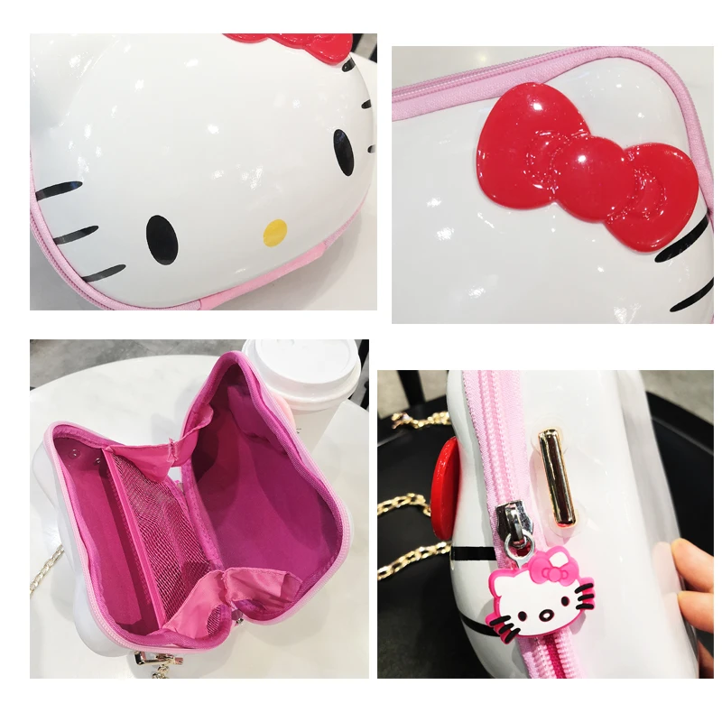 Подарок на день рождения - сумка через плечо принцессы с цепочкой и рисунком Hello Kitty для девочки.