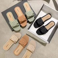 2021 womens slippers fashion beach outdoor sandals womens casual solid color flat slippers korean popular girl sandals