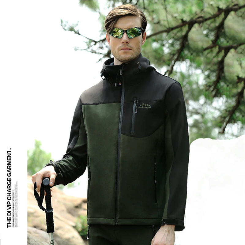 Мужской костюм для рыбалки зимние брюки из мягкой кожи акулы куртка альпинизма