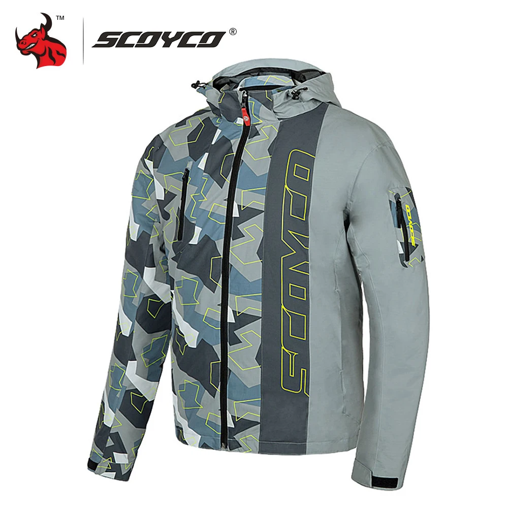 Мужская мотоциклетная куртка SCOYCO зимняя с капюшоном и съемной подкладкой одежда