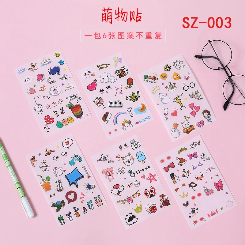 

7 sets/42sheets cute cartoon stickers for girls boys kids diary creative girl heart hand account material children princess