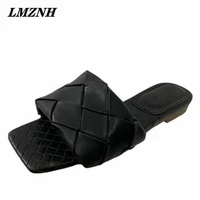 lmznh fashion new woven women slippers flat solid color brand women sandals 2021 outdoor beach tourism high quality women shoes