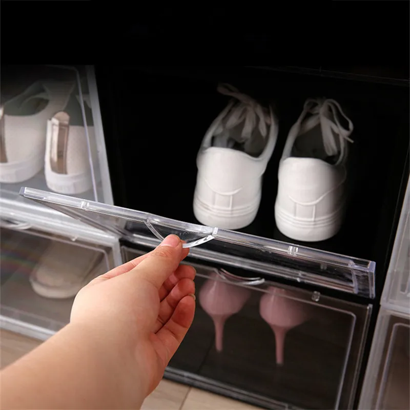 Большая вместительная коробка для обуви утолщенная акриловая прозрачная