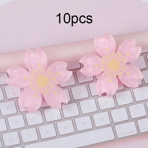Pink 10pcs Happy monkey 10 шт. вишневые ломтики слизи поставки смолы подвески в форме цветов Набор сложения DIY ремесла наполнитель для пушистой прозрачной слизи глины - Цвет: Pink 10pcs
