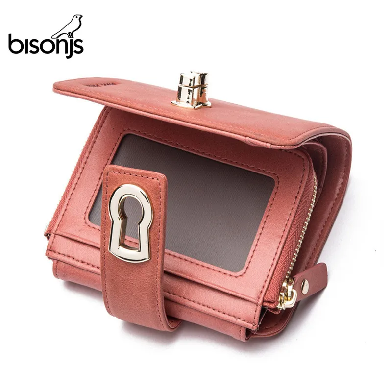 LAORENTOU Brand Women Standard Wallet Genuine Leather Wallets Fashion Short Zipper Purse Lady Coin Pocket Card Holder for Women