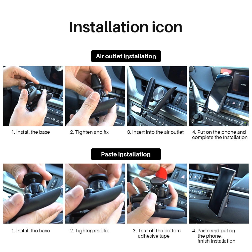 

Car Holder For Phone in Car Air Vent Clip Mount Car Mobile Phone Bracket anti-slip thickened silicone pad For Smart Phone