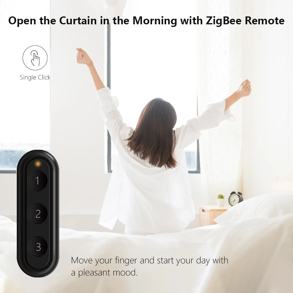 Tuya ZigBee 3.0 беспроводной портативный занавес с дистанционным управлением работает