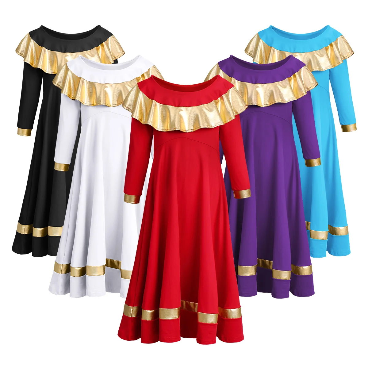 Детское литургическое платье для танцев девочек плиссированное с длинными